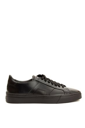 Santoni Double-Buckle Brushed Calf Leather Sneakers