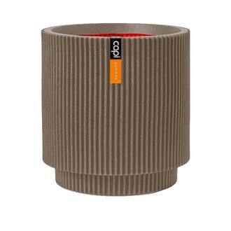 Capi Europe Maceta Cil&iacute;ndrica Groove Nl - Pl&aacute;stico - Taupe C&aacute;lido - 36 X 38 Cm - Capi Europe