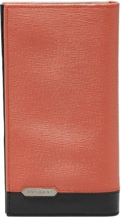 Bulgari Black Orange Leather Long Wallet (Bi-Fold) (Pre-Owned)
