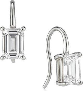 House of Frosted Emerald Cut Moissanite Drop Earrings in White Gold at Nordstrom Rack