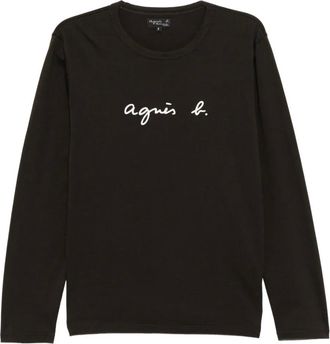 agnès b. logo-print T-shirt - men - Cotton - 2 - Brown