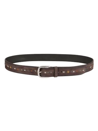 Orciani Hunting Asterisk Brown Suede Calf Leather Belt