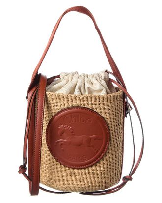 Chlo&eacute; Chloe Horse Medal Paper & Leather Bucket Bag