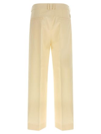 Moncler Pleated Cotton Gabardine Trousers - Beige
