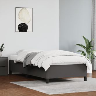 vidaXL Vidaxl - Estructura De Cama Sin Colch&oacute;n Cuero Sint&eacute;tico Gris 90x190 Cm