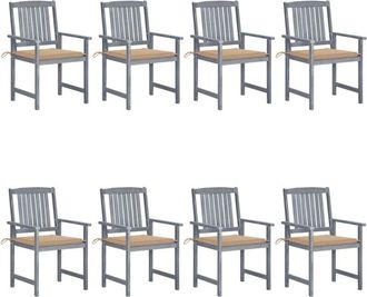 vidaXL Vidaxl - Sillas De Jard&iacute;n Con Cojines 8 Uds Madera Maciza De Acacia Gris