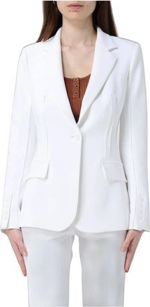 Elisabetta Franchi Slim-fit blazer met enkele rij knopen - Dames - Jassen - Wit - Maat: XS Leer