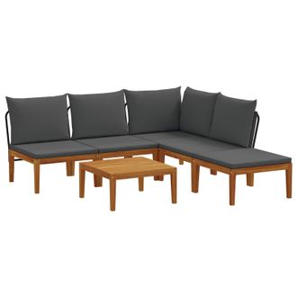 vidaXL 6 Pz Legno Massiccio Di Acacia E Corda Naturale Vidaxl