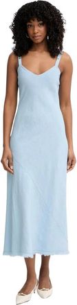 Pinko Maxi Jurk - Dames - Casual kleedjes - Blauw - XS - Linnen - Kleedjes