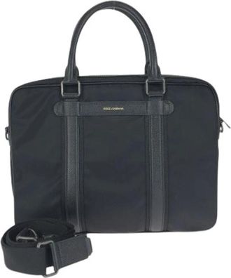 Dolce & Gabbana Pre-owned Nylon Leather 2way Briefcase - Heren - Vintage Handtas - Zwart - ONE Size - Nylon - Vintage