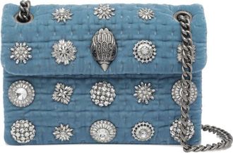 Kurt Geiger Blue Croosbody Mini Kensington Bag In Velvet
