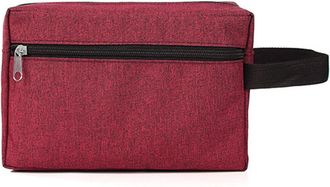 Generic Portable Double Layer Female And Male Cosmetic Bag Multi Function Digital Bag Cloth Travel Storage Bag Toiletry Bag Clutch with Hand Strap Canvas (Red