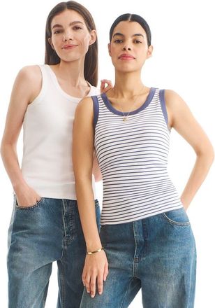 primary Adult Rib Tank In Stripe in Sunwashed Navy White Stripe at Nordstrom, Size Xx-Large