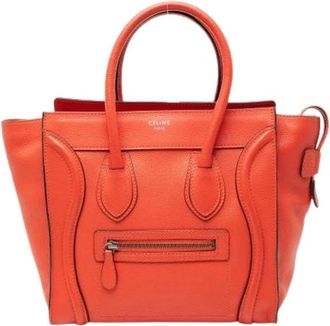 Celine Pre-owned Handbags, female, Orange, Size: ONE SIZE Pre-owned Micro Luggage Tote