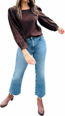 Dylan Maisie Cutwork Top In Brown