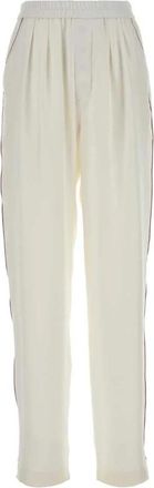Tom Ford Zijden Twill PJ Broek met Paspel - Dames - Sweatpants - Wit - XL - Broeken