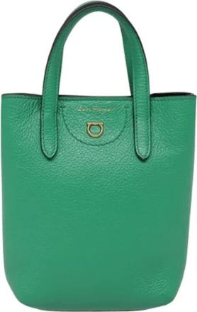 Ferragamo Tweedehands leren handtassen - Dames - Vintage Shopper - Groen - ONE Size - Leer - Vintage