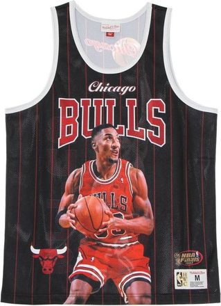 Mitchell & Ness Chicago Bulls Tank Top Scottie Pippen - Heren - Fitness - Zwart - S - Polyester - Fitness