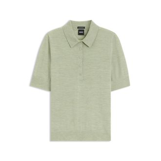 BOSS Knit polo in superfine Merino wool