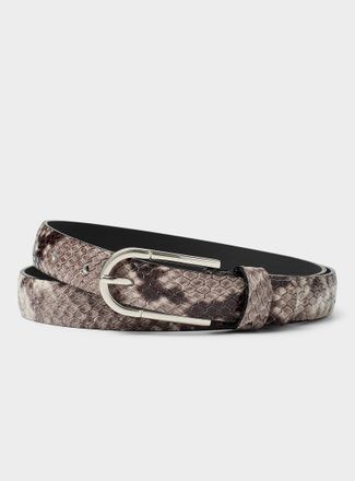 Simons Womens D-buckle glossy snakeskin leather thin belt