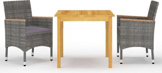 vidaXL Juego De Comedor De Jard&iacute;n De 3 Piezas Gris Vidaxl