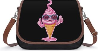 Generic Funny Ice Cream Crossbody Bag Womens Handbag PU Message Bags Shoulder Purse with Adjustable Strap