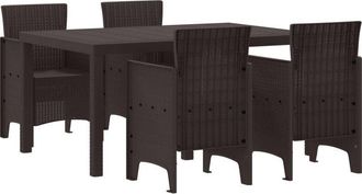 vidaXL Garden Dining Set 5 pcs Brown Polt rattan Vidaxl