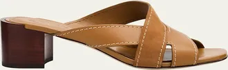 Tod's 55mm Mixed Leather Block-Heel Sandals