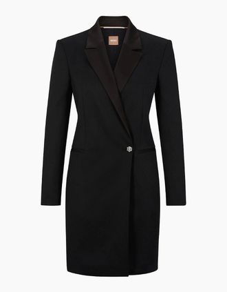 HUGO BOSS Womens Dackea Solid Patterned Blazer - Black - Size: 12