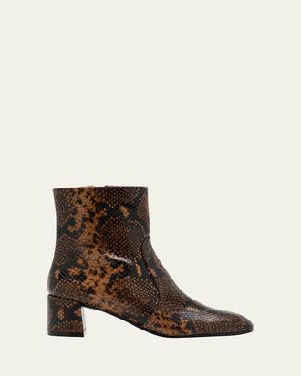 Stuart Weitzman Maeve Snake-Printed Leather Booties