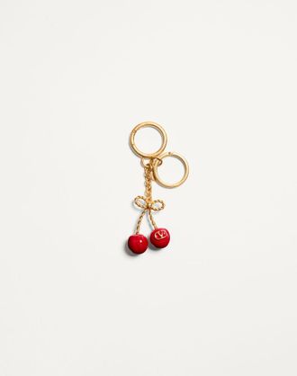 Valentino Garavani Charm Per Borse Con Portachiavi Cherryfic In Metallo E Smalto Donna ANTIQUE BRASS/ROSSO UNI
