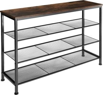 TecTake Zapatero estilo industrial y 3 estantes 100x30,5x72,5 cm madera oscura