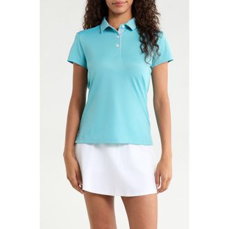 Swannies Kaia Pique Half Placket Polo in Aqua at Nordstrom, Size Xx-Large