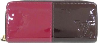 Louis Vuitton Dark Brown Magenta Pink Leather Long Wallet (Bi-Fold) (Pre-Owned)