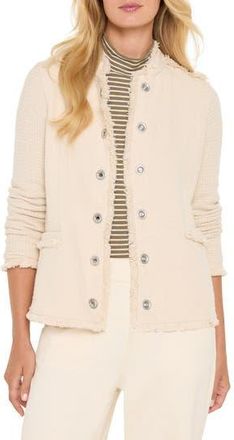 Nic+Zoe Military Fringe Mixed Knit Jacket in Neutral Mix at Nordstrom Rack, Size X-Large