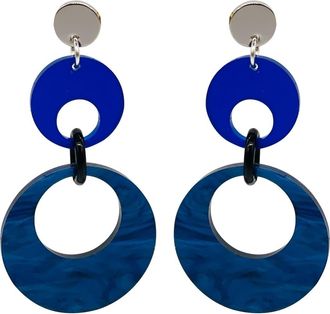 Toolally Swinging Circle Drop Earrings in Dark Blue Swirl & Sapphire at Nordstrom