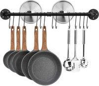 OEM Riel De Cocina Industrial, Estante Para Ollas De Pared De 80 Cm, Soporte De Hierro Para Ollas Con 14 Ganchos Para Utensilios Y Sartenes