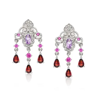 Ross-Simons Multi-Gemstone and. Diamond Chandelier Earrings in Sterling Silver