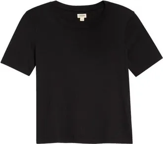 L'agence Stormy Crop Tee in Black at Nordstrom, Size X-Large