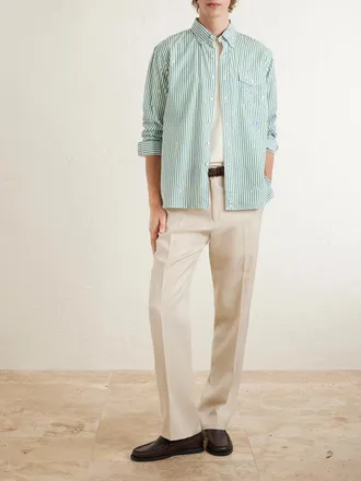 Polo Ralph Lauren Button-Down Collar Paint-Splattered Cotton-Poplin Shirt