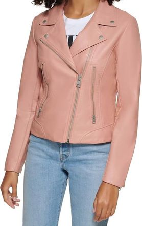 Levi's Faux Leather Asymmetrical Moto Jacket In Cameo Pink