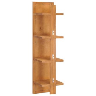 Berkfield Home Wall Mirror with Shelves 30x30x120 cm Solid Teak Wood in Brown | Size: 30 x 30 x 120 cm