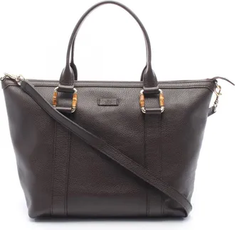 Gucci Brown Leather Handbag Tote Bag (Pre-Owned)