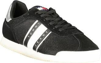 Tommy Hilfiger Logo-Striped Polyester Sneakers - Black