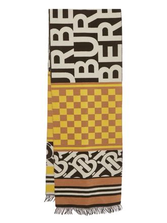 Burberry checkerboard-pattern scarf - Brown