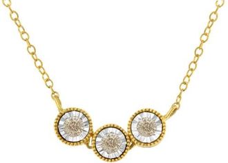 House of Brilliance Two-Toned -Silver Champagne Diamond 3 Stone Necklace in Yellow at Nordstrom