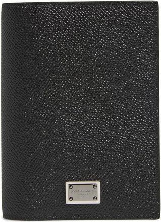 Dolce & Gabbana Logo Plaque Leather Passport Holder in Black at Nordstrom