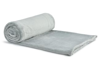 TJ Hughes Snug Flannel Fleece Blanket Super Soft Throw in Silver - TJ Hughes