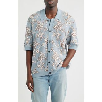 Corridor Trellis Cotton Jacquard Sweater in Light Blue at Nordstrom, Size X-Large