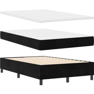 vidaXL Cama Tipo Box Spring Con Colch&oacute;n Negro 120 X 190 Cm Terciopelo Vidaxl